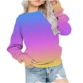 thumbnail image 2 of Bnwani Girls Crewneck Sweatshirt Long Sleeve Sports Sweatshirt Gradient Pullover Size 7-8, 2 of 7