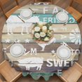 thumbnail image 2 of Retro Farm Round Tablecloth 60 inches Animal Cow Pig Chicken Country Brown Green Wooden Waterproof Oil-Proof Table Cloth Round Table Cover for Holiday Party Picnic Dinner Decor Indoor and Outdoor Use, 2 of 9