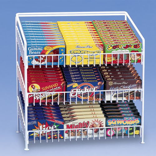 3 Tier Shelf Counter Top Snack Potato Chip & Candy Display Rack 24" H White 