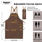 Magimate Utility Apron for Professionals and Hom Cooking, Adjustable Cross Back Strap, Large Pocket, Canvas Chef Apron - Brown