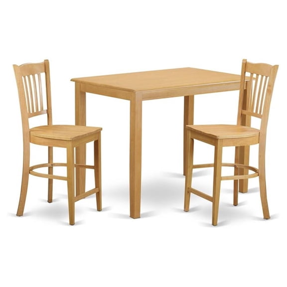 East West Furniture Yarmouth 3-piece Wood Dining Set with Bar Stools in Oak