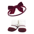 thumbnail image 4 of Hudson Baby Infant Girl Headband and Socks Giftset, Burgundy Pink Teal, One Size, 4 of 5