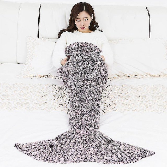 Manta grande con cola de sirena, manta de sirena de ganchillo para adultos, mantas suaves para dormir para todas las estaciones (145*70cm) Hs