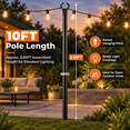 thumbnail image 5 of Pinshey® 2 Pack String Light Poles for Outside, Metal Outdoor String Light Poles for Hanging Lights, Light Pole for Backyard, Patio, Deck, Garden, Parties, Ground & Fence Mounting, 5 of 7