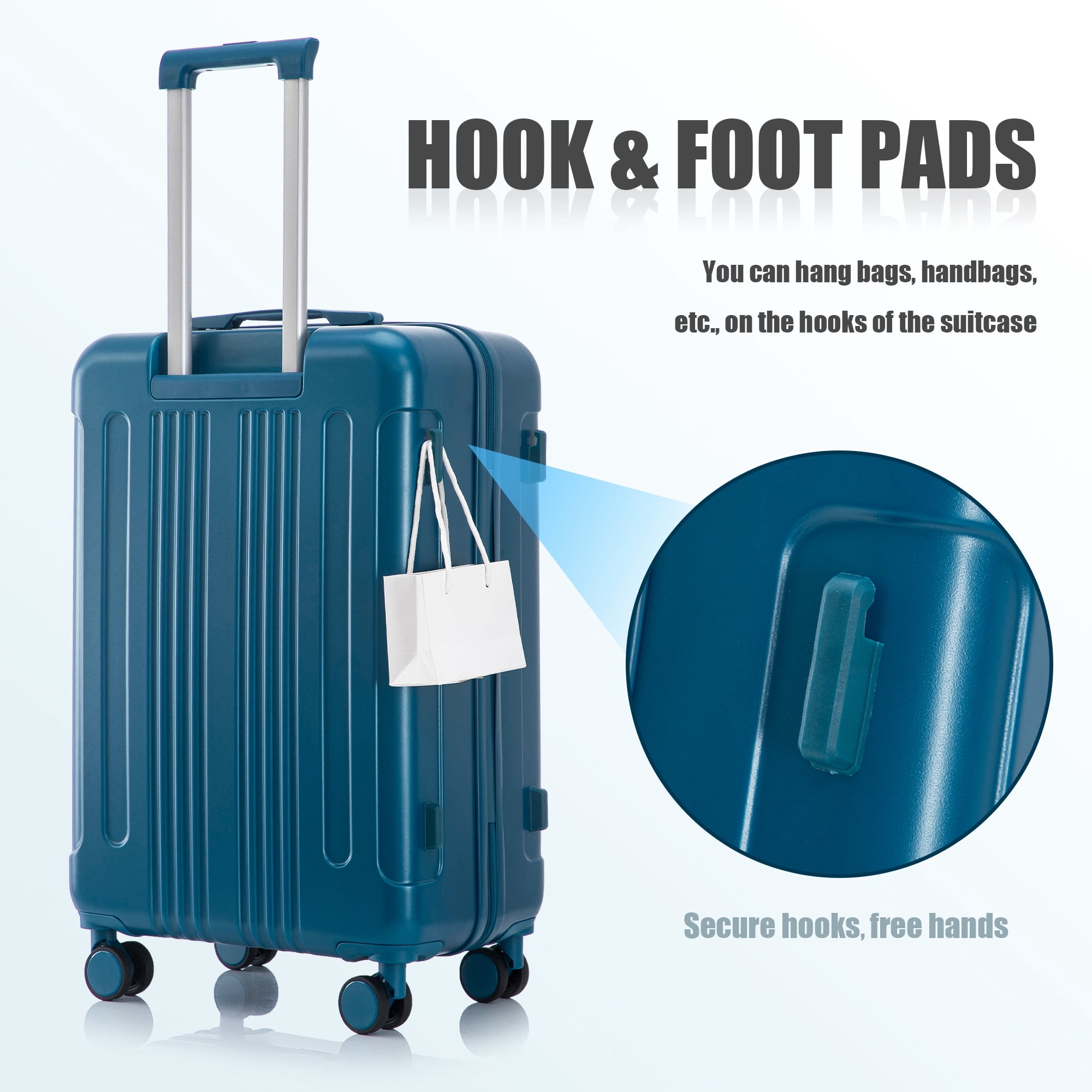 Alvantor 3 Piece Luggage Sets, ABS Spinner Suitcase with TSA Lock (20"/24"/28", Dark Blue)