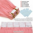 thumbnail image 6 of Benehair Tape In Human Hair Extensions Thick 100% Remy Real Skin Weft Seamless Full Head for Woman 20 pcs/50g Pink US, 6 of 10