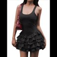 thumbnail image 1 of Vestido de Tenis Fluido para Mujer, Plisado, con Volantes, Cuello Halter, Sin Mangas Negro XS, 1 of 10