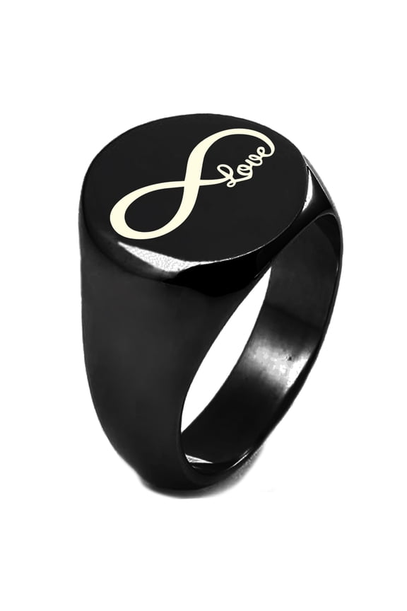 Sterling Silver Infinity Love Engraved Round Flat Top Polished Ring