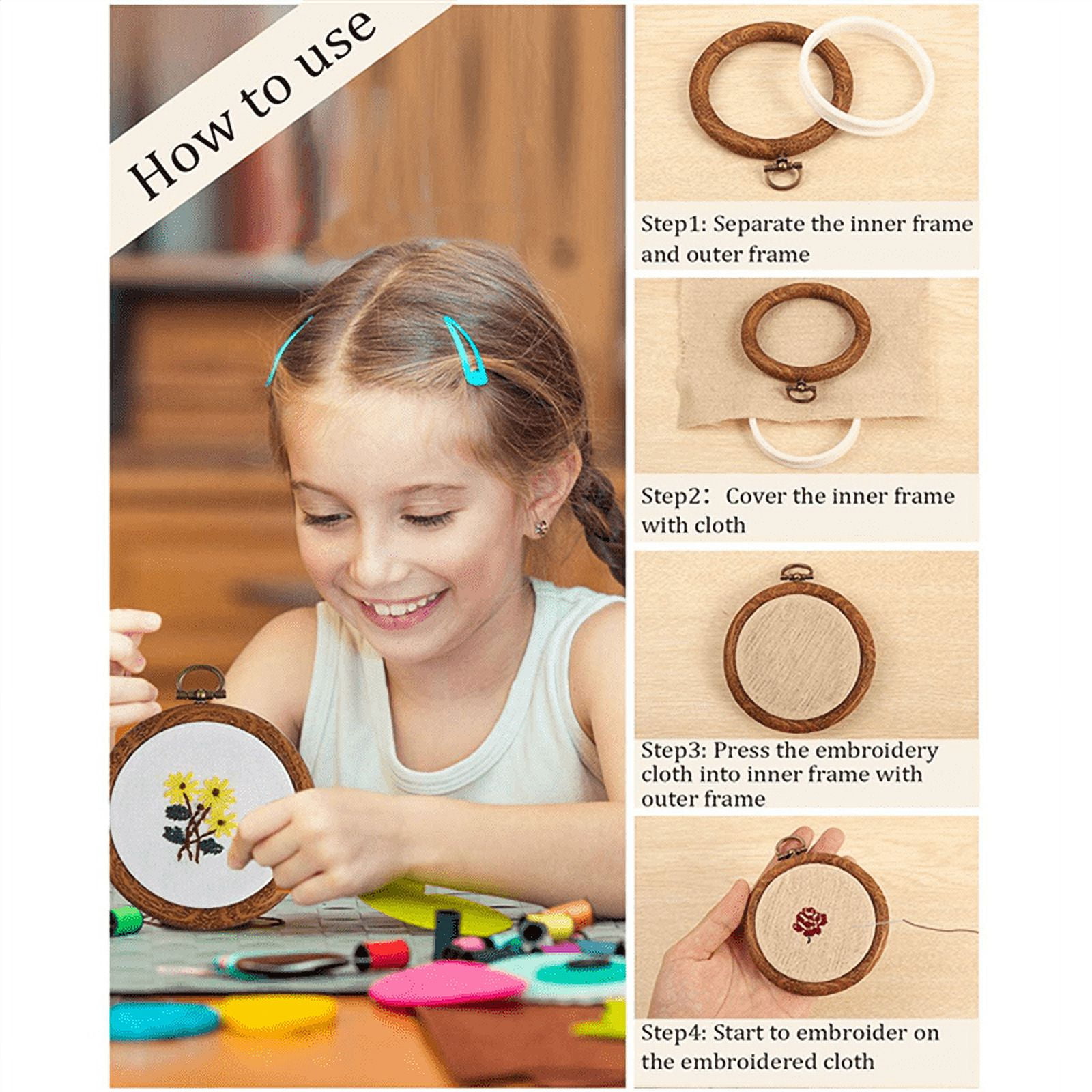 20Pcs Embroidery Hoops Imitated Wood Circle Round Display Frame for Art Craft Sewing and Hanging