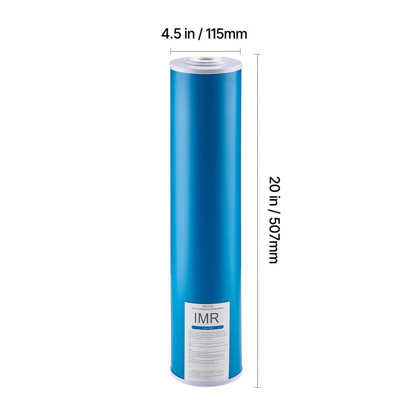 VEVOR Whole House Water Filter Replacement Cartridge, 4.5" x 20" Iron & Manganese Reducing Replacement Filter for 3-Stage Whole Home Water Filtration System, Reduce Chlorine, Bad Taste, Odor