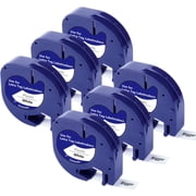 Bigger Label Maker Tape, 0.47" x 13 ft, Black on White, 6 Count, 6 Pack