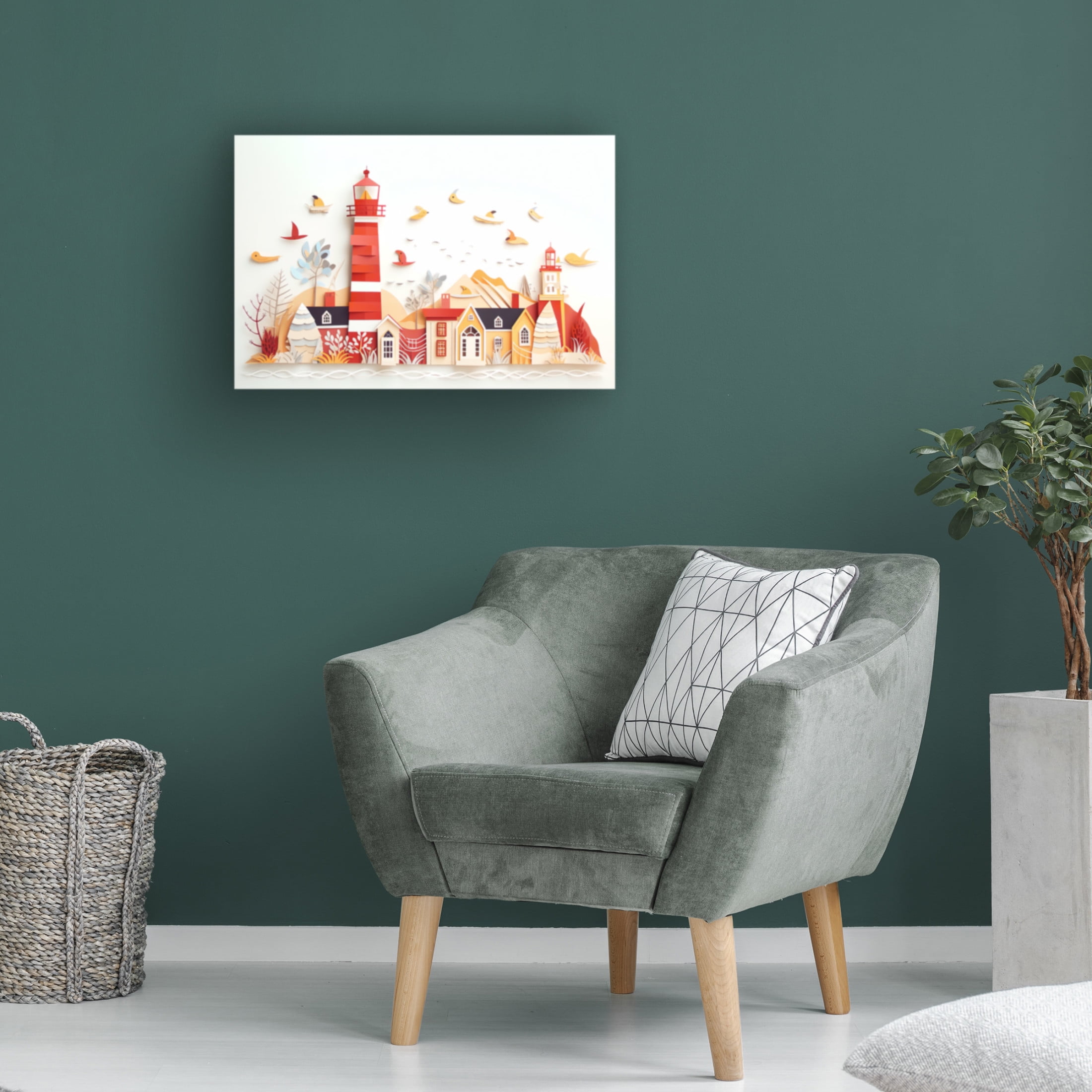 Canvas Wall Art - Ray Heere 'Paper Art Coastal Scene 12' Wall Art for Living Room, Bedroom, or Office Décor by Trademark Fine Art - 24 x 16 Inches