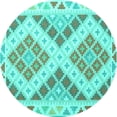 thumbnail image 1 of Ahgly Company Indoor Round Southwestern Turquoise Blue Country Area Rugs, 8' Round, 1 of 4