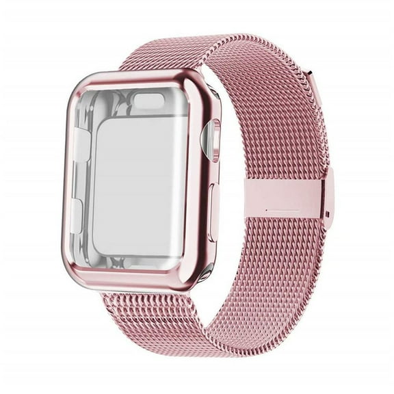 LEIXIUER Milanese Loop Compatible with Apple Watch Bands and Soft Case 41mm 40mm 38mm 45mm 44mm 42mm, Stainless Steel Metal Mesh Strap and Protective Cover Bumper for iWatch Series 9 8 7 SE 6 5 4 3 2