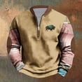 thumbnail image 2 of Feancey Cowboy Sweatshirt for Men Quarter Zip Crewneck Aztec Pullovers Western Ethnic Printed Oversized Sweatshirts Big and Tall Vintage Tops with Elbow Patches Christmas Gifts Khaki3 5XL, 2 of 4