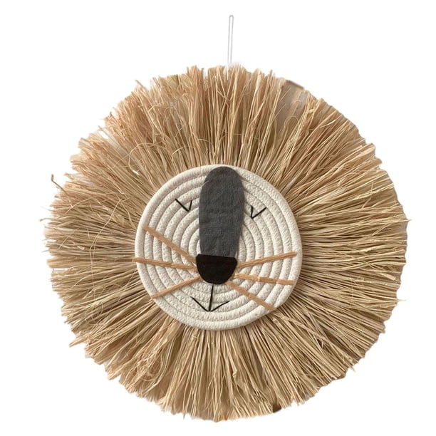 Tapiz de pared de paja artesanal, decoración nórdica para colgar en la pared, tejido a mano, de ratán, 40 cm B