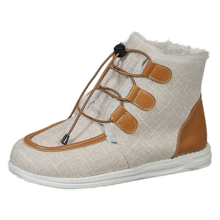 QYZEU Waterproof Sneakers Women Women s Low Casual Shoes Ladies Winter Cloth Padded Soft Warm Casual Solid Color Round Head Canvas Flat Bottom Large Size Shoes White 37