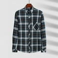 thumbnail image 3 of Arlun Womens Long Sleeve Plaid Shirts Button down Lapel College Style Tops Soft Comfort Loose Casual Asymmetrical Hem Blouses Fashion Outfits Navy L, 3 of 3