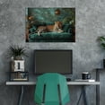 thumbnail image 4 of Mudket Leopard on Green Velvet Sofa Tropical Jungle Canvas Wall Art, Vintage Luxury Trendy Wall Art Print for Living Room Apartment Home Decor, Framed Ready to Hang - 12"L x 8"W, 4 of 9
