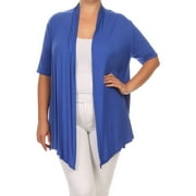 Angle View: Women's PLUS  trendy style , short sleeves solid cardigan.