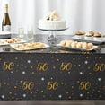 thumbnail image 3 of Juvale 50th Birthday Tablecloths - 3-Pack, 54 x 108 in, Black & Gold - 50th Birthday Decorations for Men & Anniversary Decorations - Disposable Plastic Table Covers, 3 of 7