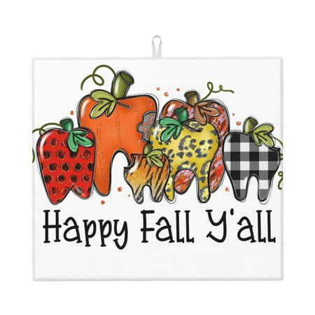 

Honeii It S Fall Y All for Dish Drying Mat for Kitchen Counter Non-slip Rubber Backed Hide Stain Kitchen Super Absorbent Draining Mat Dish Rack Pad