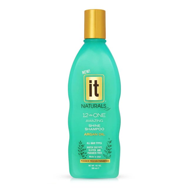 IT Naturals Aceite de argán 12 en uno Champú de brillo increíble 10.2 oz - Repara, protege y fortalece las puntas abiertas y roturas del cabello - para todo tipo de cabello - Hidratante y voluminizado