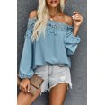 thumbnail image 1 of Women's Sky Blue Blooming Lace Off The Shoulder Top, 1 of 17