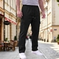 thumbnail image 6 of Nestiefly Mens Cargo Pants Relaxed Fit Chino Elastic Waist Multi Pocket Hiking Work Trousers Black S, 6 of 7
