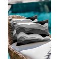 thumbnail image 4 of Waterproof Outdoor Throw Pillows with Inserts 12"x20", Grey Ombre Soft Decorative Pillowcases for Couch Bedroom, Modern Geometric Moire Abstract Art Pillow Covers for Sofa Living Room, 4 of 8