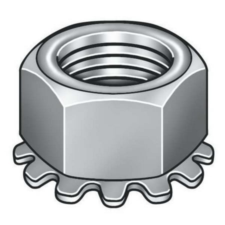 

ZoroSelect 5/16 -18 Grade 2 Zinc Plated Finish Steel Tooth Washer Lock Nut 100 pk.
