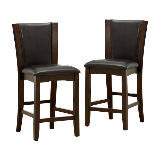 Furniture Of America Lavelle Leatherette Counter Height Chairs Dark Cherry Set Of 2 Walmart Com Walmart Com