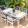 thumbnail image 2 of Happy Easter Table Cloths for 5 Foot Rectangle Tables, Cute Lovely Colorful Rabbits Silhouette Eggs Patio Waterproof Elastic Fitted Tablecloths, Washable Rectangular Table Cover for Camping, 2 of 8