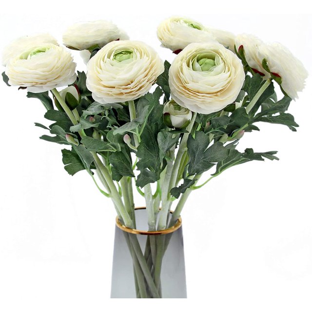 10 flores artificiales de dos cabezas, flores Ranunculus, accesorios de fotografía, decoración para el hogar y la sala de estar
