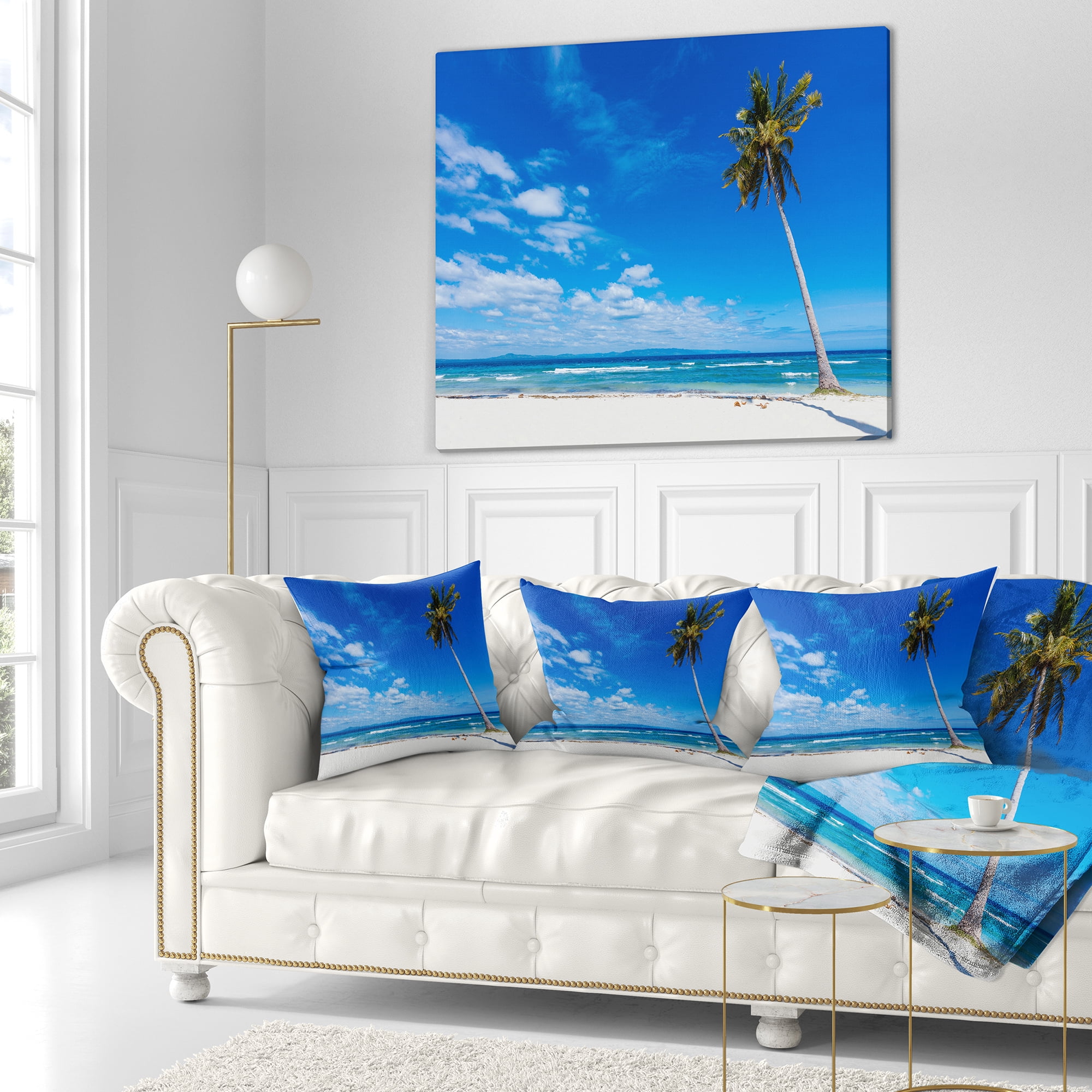 Designart Calm Summer Vacation Beach Philippines - Modern Seascape Throw Pillow - 16x16