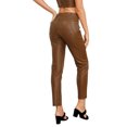 thumbnail image 7 of Women's Faux Leather Pants Fashion High Waisted Straight Leg Cropped Ankle Trousers Matte Pleather Pants, 7 of 7