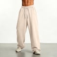 thumbnail image 4 of Smsaxvxz Sweatpants for Men Lightweight Elastic Waist Drawstring Jogger Pants Casual Loose Straight Leg Trousers with Pockets Beige XXL, 4 of 7