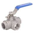 thumbnail image 2 of 3 Way Female Ball Valve, 3/4 Inch NPT Ports L Type Ball Valve Wide Application Rustproof  for Construction Sites, 2 of 7