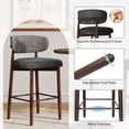 thumbnail image 4 of Memoryfield Upholstered Bar Stools Set of 2, Counter Height Barstools, Linen Fabric Curved Back, Kitchen Island & Dining Room, Gray, 4 of 9