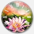 thumbnail image 1 of Designart 'Purple Lotus on Abstract Background' Traditional wall clock, 1 of 6