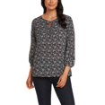 thumbnail image 4 of Matty M Women's 3/4 Sleeve Tie Front Top (Black Floral, XL), 4 of 4
