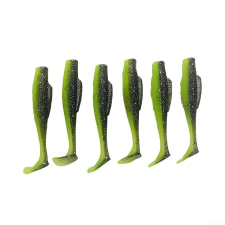 Aceovo 6.7Cm/2.3G 6Pcs Fishing Lure Soft Plastic Paddle Tail Swimbait Bass Wobblers Black And Green Colors