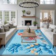 thumbnail image 4 of Summer Coastal Washable Living Room Rugs 5'x7', Ocean Red Squid Blue Starfish Nautical Coral Low Pile Throw Large Area Rugs Non-Slip Sturdy Edge Binding Carpet for Dining Room Bedside Kitchen, 4 of 9