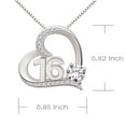 thumbnail image 4 of ALOV Jewelry Sterling Silver 16th Birthday Sweet 16 Sixteen Cubic Zirconia Pendant Necklace, 4 of 7
