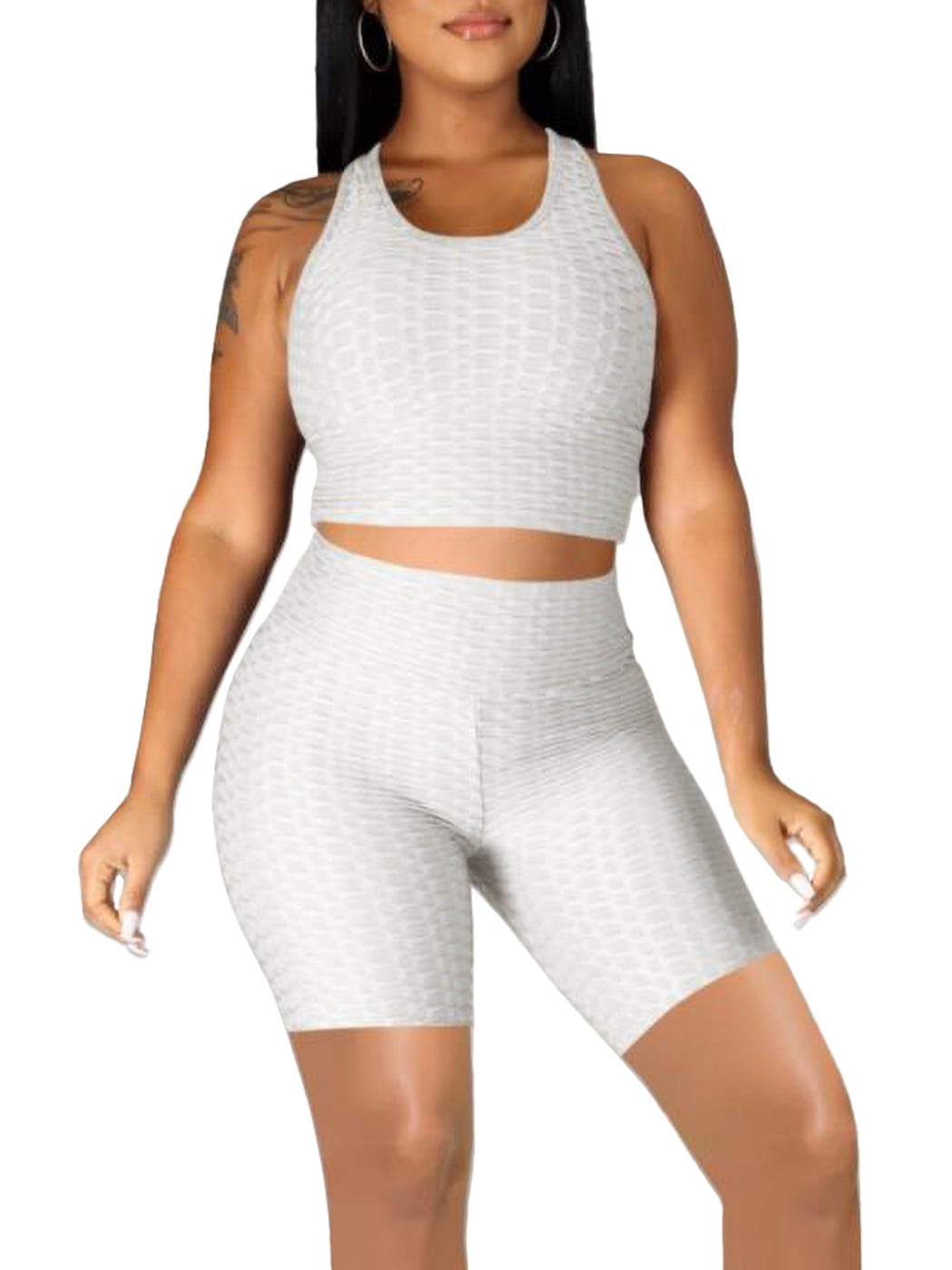Womens Butt Lifting 2 Piece Outfit Yoga 