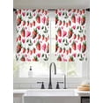 thumbnail image 2 of Red Strawberry Sheer Curtains 45 Inch Length 2 Panels Set Window Treatments, Flowers Pink Love Valentine's Day Rod Pocket Semi Curtains for Living Room/Bedroom/Kitchen Décor, 104"W x 45"L, 2 of 7
