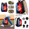 thumbnail image 2 of XYZCANDO Vintage Red Blue Fire Baketball Print School Bag Set for Boys Girls, Rucksack 17 Inch Travel Laptop Bag Fashion Backpack with Lunch Bag and Pencil Case for Hiking Traveling, 2 of 4