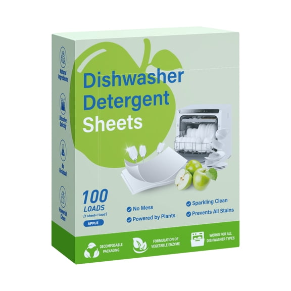 Yuco Dishwasher Detergent Sheets 100 Count, Eco-Friendly -Free Alternative, Effective Dishwasher Cleaning Tablets For Dishwasher Use, Food-Grade Detergent For Sparkling