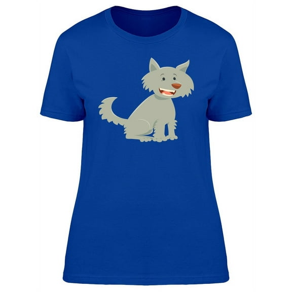 Cute Grey Wolf Cartoon T-Shirt Women -Image by Shutterstock, Female Large
