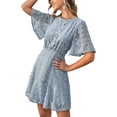 thumbnail image 3 of Txlixc Vestido de Manga Corta para Mujer, Patrón de Punto Hueco de Patchwork de Encaje Txlixc Moda, 3 of 7